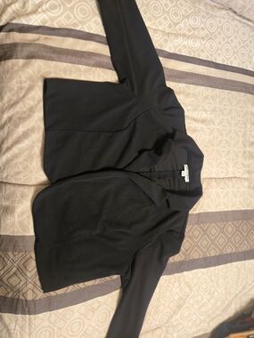 Women Large Black Cropped Open-Front Blazer